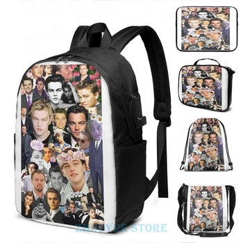 

Funny Graphic print leonardo dicaprio tumblr edit USB Charge Backpack men School bags Women bag Travel laptop bag