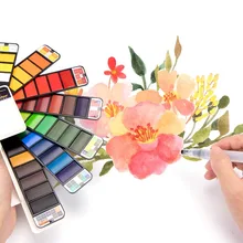 Превосходные Твердые акварельные краски в наборе с кистью для воды Ручка Складная Akwarele Verf путешествия вода цвет пигмент для рисования Прямая поставка