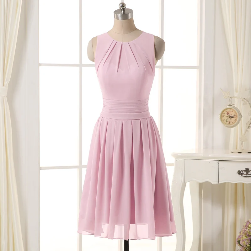 Вечерние Короткие коктейльные платья до колена со складками - Цвет: Pink