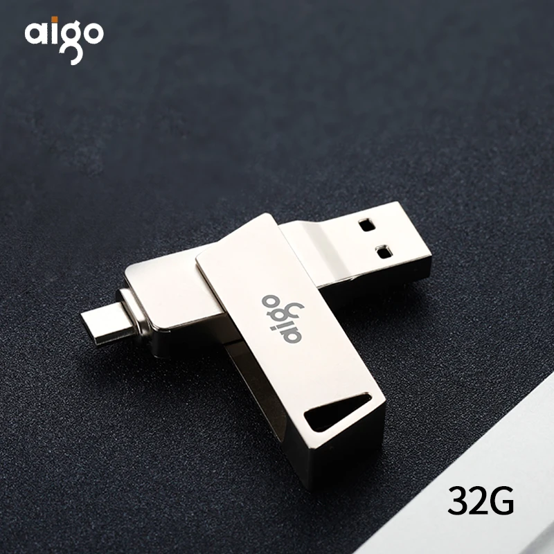 Aigo usb 3,0 OTG memoria usb 360 ° поворотная ручка-накопитель высокоскоростная память usb Тип C Флешка для Android Металл 32GB flash usb