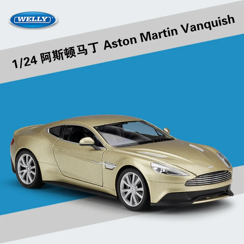 WELLY литая модель автомобиля 1:24 Масштаб спортивный автомобиль Aston Martin Vanquish симулятор металлический сплав гоночная игрушка автомобиль для мальчика Подарочная коллекция - Цвет: Gold