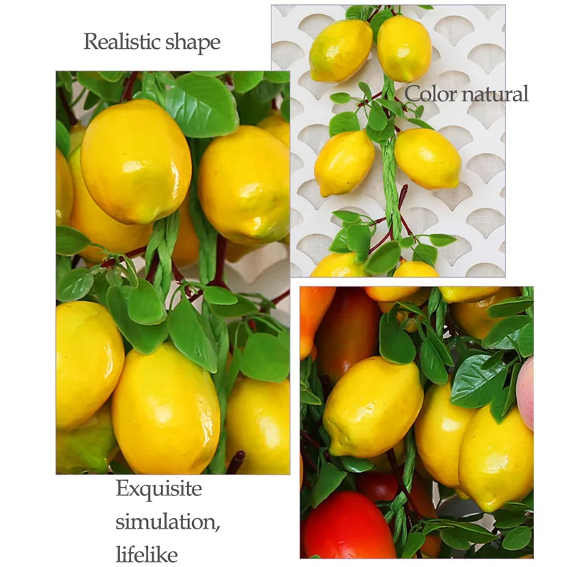 2 Strings Artificial Fake Lemon Fruit Wall Hanging Home Decor Photography Props 
