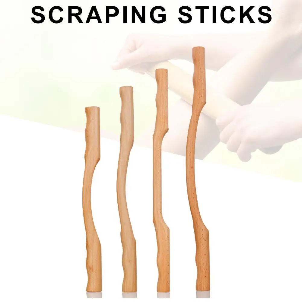 

4pcs/set Solid Wood Health Sticks Scraping Guasha Board Long Size Gua Sha Tool Body Health care Massage Slimming Shaping Beauty