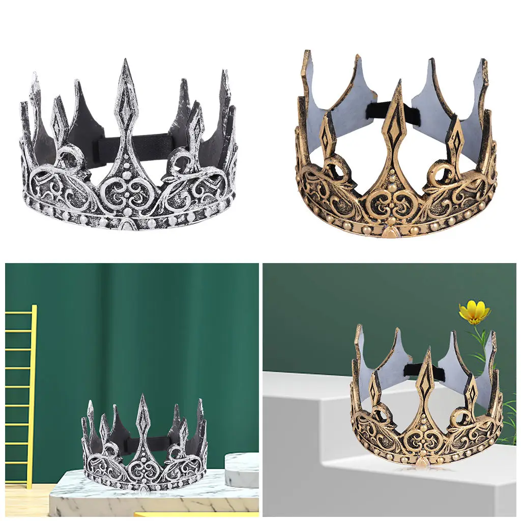 King Crown for Men Prom decorazioni per feste Cosplay Crown PU foam 3D softcrown copricapo