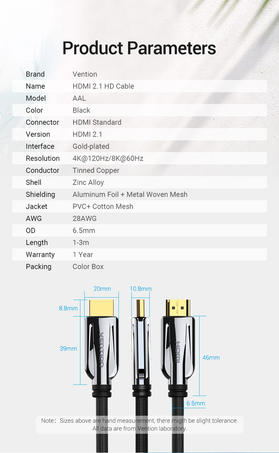 Кабель Vention HDMI 2,1 8 k@ 60Hz высокоскоростной 48 Гбит/с HDMI кабель для Apple tv PS4 мультимедийный интерфейсный кабель высокой четкости HDMI 3 м