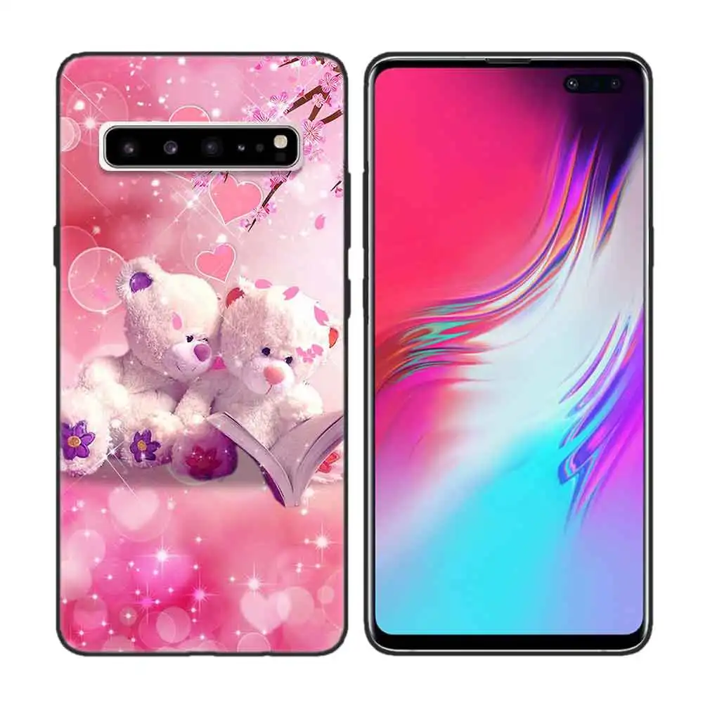 Зеленый Черный мягкий силиконовый чехол-накладка для samsung Galaxy S7 S8 S9 S10 5G S10E J4 J6 J8 M20 Note 8 9 Edge Plus Cas потрёпанный плюшевый медвежонок - Цвет: Зеленый