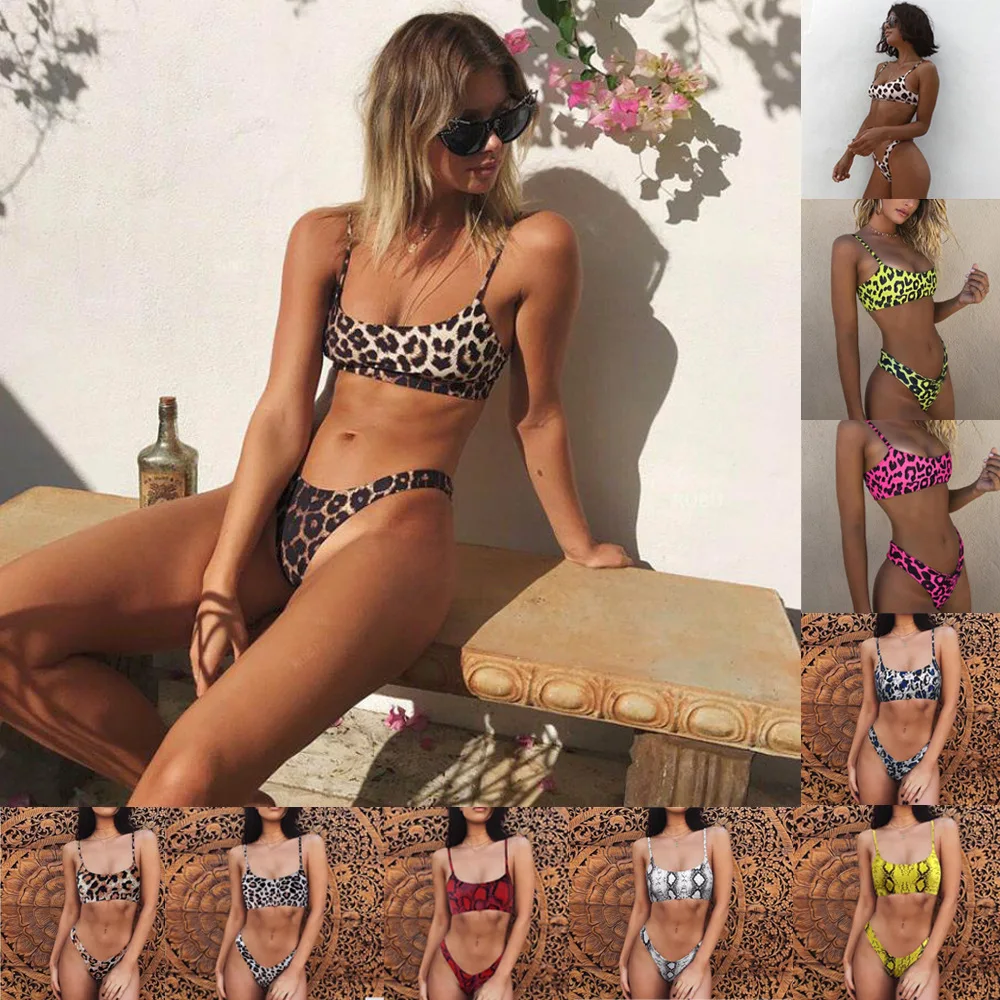 

Bikini2019 Two-piece Suit Monokini Multicolor Leopard Print Snake Bikini Swimwear Woman Swimwear Bikini Bathing Suit