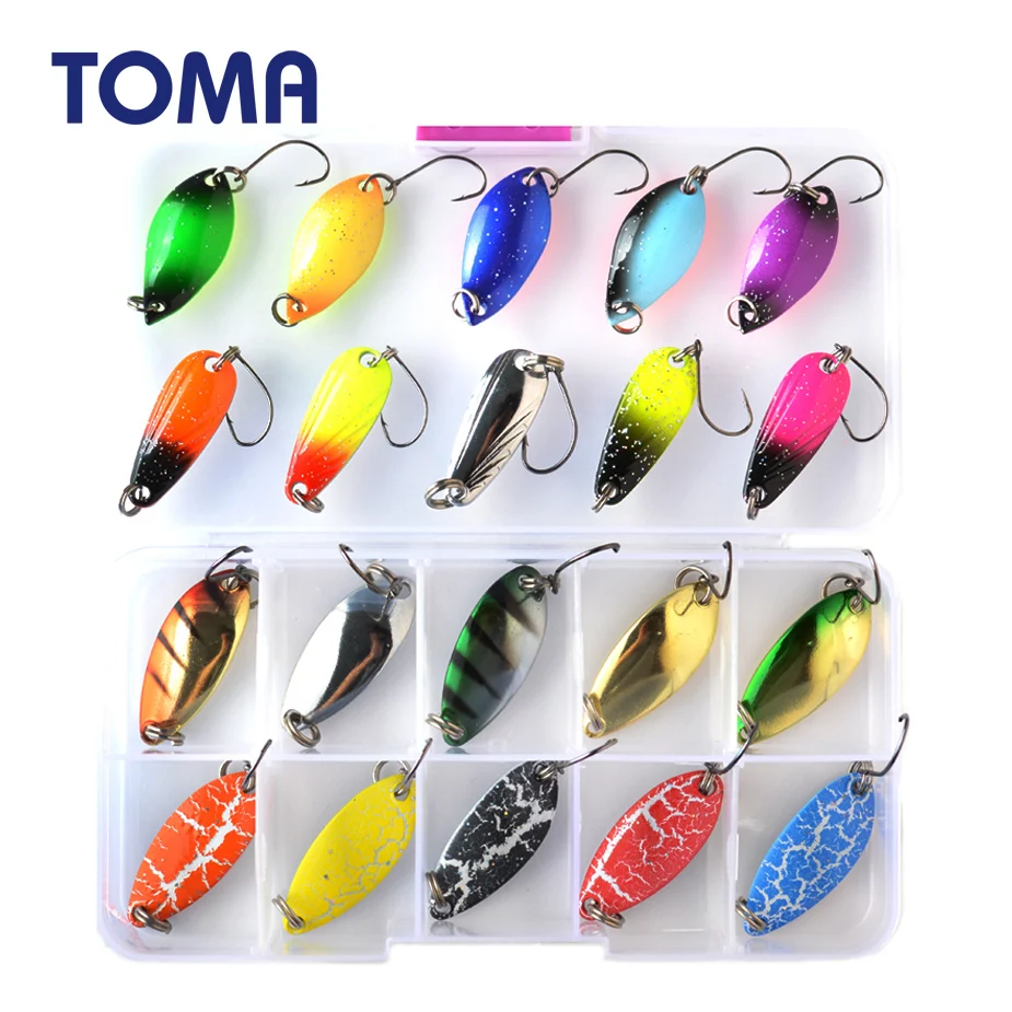 

TOMA Trout Spoon Lure Set Metal Bait 2.5g 3g 4.5g 5g mixed Colors Pesca Freshwater Fishing Tackle Isca Artificial Lake Fishing