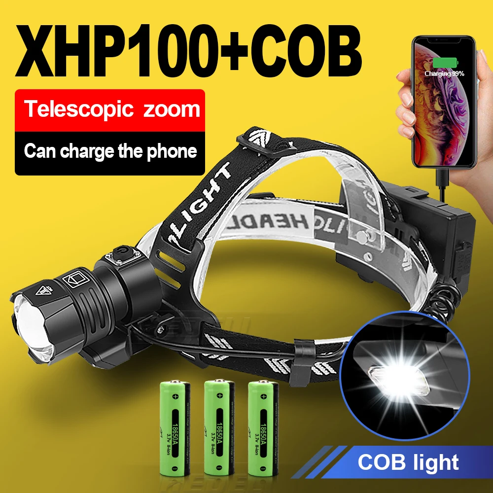 700000LM Светодиодный головной светильник XHP100 мощный налобный фонарь 18650 Usb
