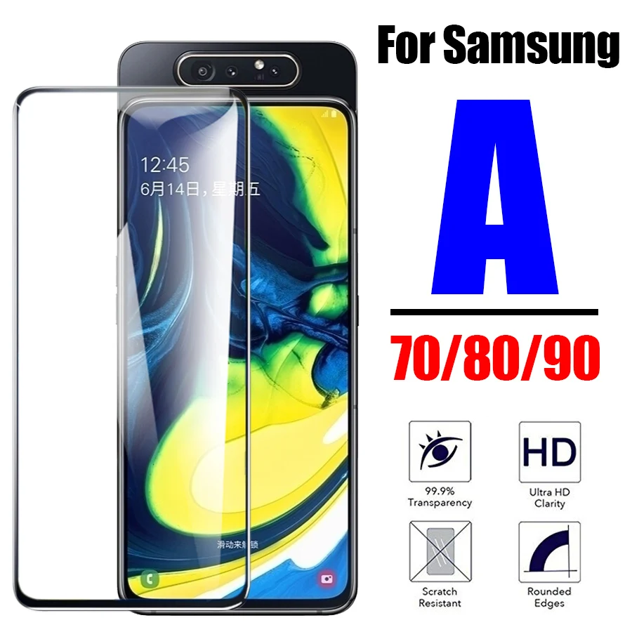 Protective Glass On For Samsung Galaxy A70 A80 A90 Tempered Glas Sansung gallery A 7 8 7A 8A Screen Protector tremp verre cam | Мобильные