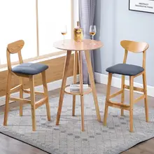 Барный стул из цельного дерева, высокие стулья, домашний обеденный стул, современный минималистичный барный стул, Парта, стул, скандинавский барный стул