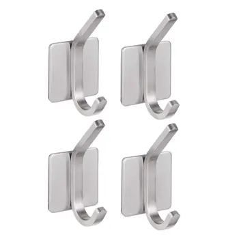 

4 Pack of Self Adhesive Hooks,Hat Towel Robe Coat Stick-up Stainless Steel Hanger for Kitchen Bathrooms Lavatory Closets,Max 3KG