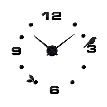 

Self Adhesive Wall Clocks Large Wall Clock Digital 3D Large Size Wall Clock Modern Style As Birthday Gift Black