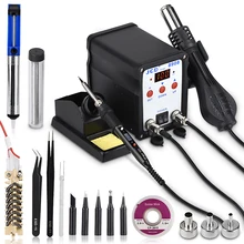 Qhtec – Station de soudage 220V, fer à souder avec pistolet à Air chaud, rénovation de soudage LCD numérique SMD BGA, 8908 750W