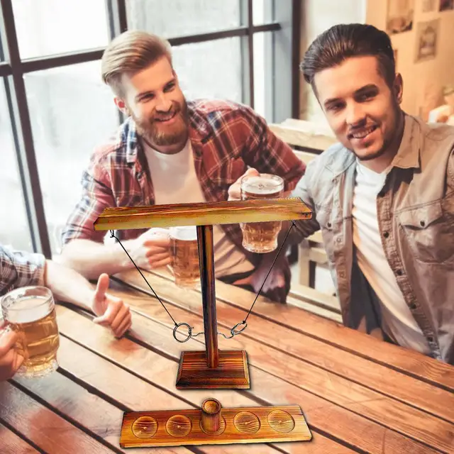 Wooden Ring Toss Game for Kids Adults Home Party drink game Throwing Hook and Loop 2 People Interactive Board Play Games Bars 4