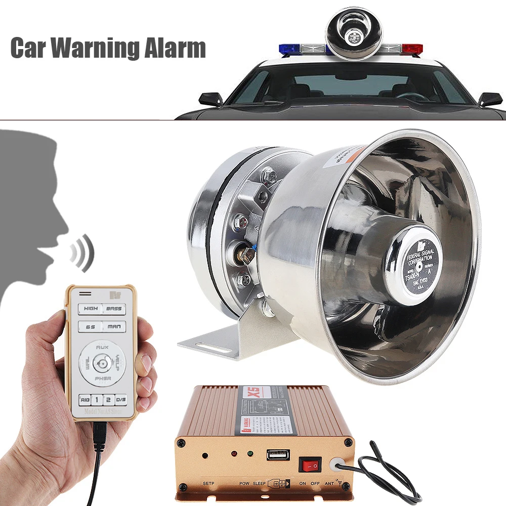 12V 400W 18 Tone Loud Car Warning Alarm Siren Horn PA Speaker with MIC ...