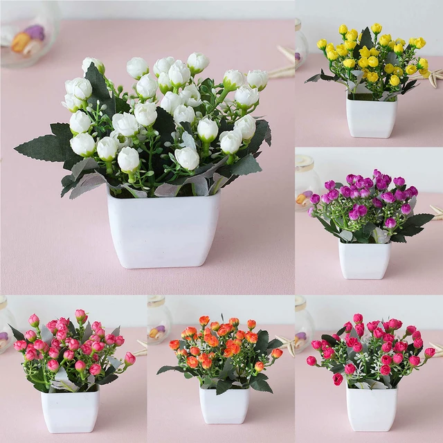 Small Artificial Flower Pot Decoration  Artificial Flowers Outdoor  Decoration - Artificial Flowers - Aliexpress