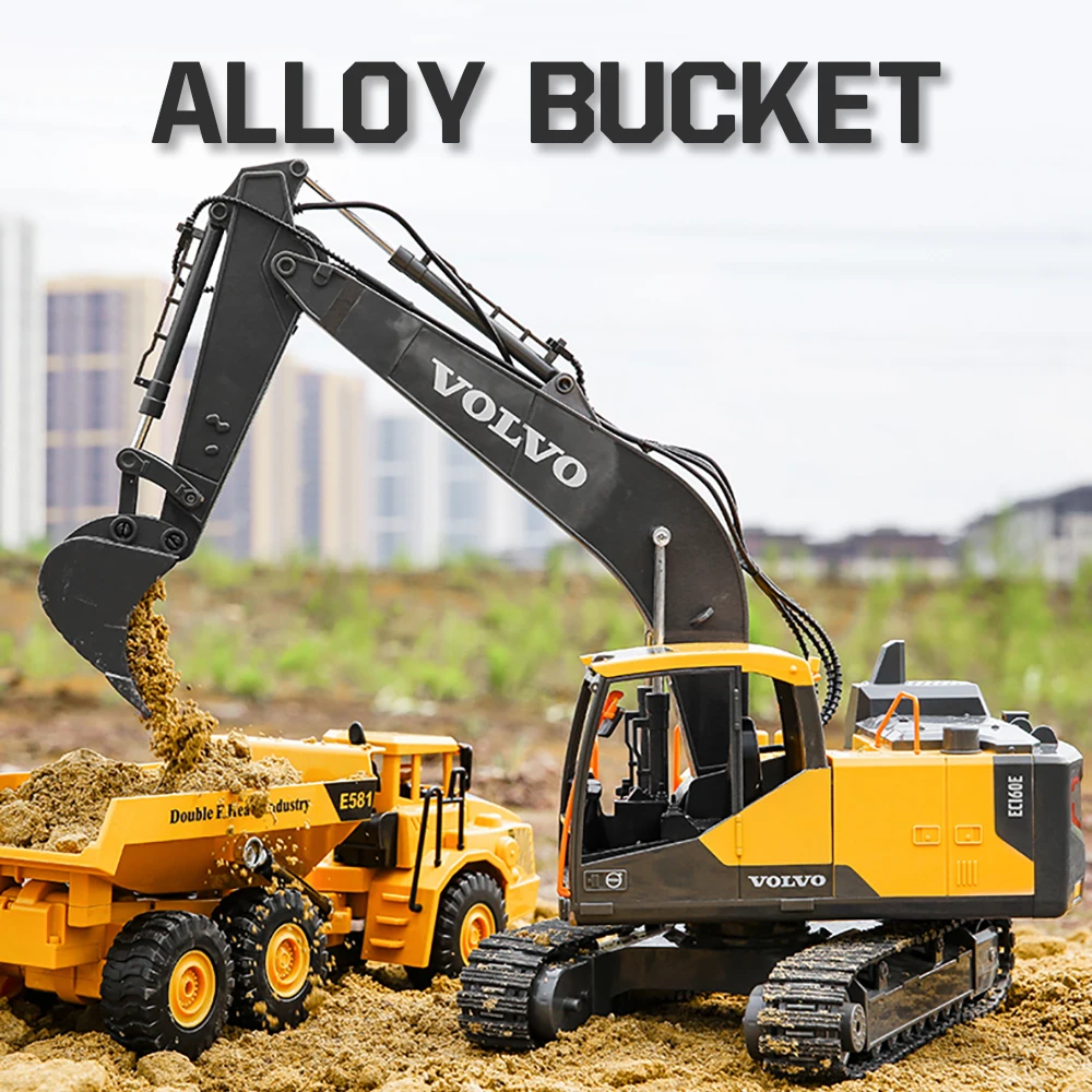 DOUBLE E E568 Truck 1:16 RC Truck Alloy 3 in 1 Engineering Car 2.4G Remote Control Car RC Excavator Toys for Boys Kids Xmas Gift 2