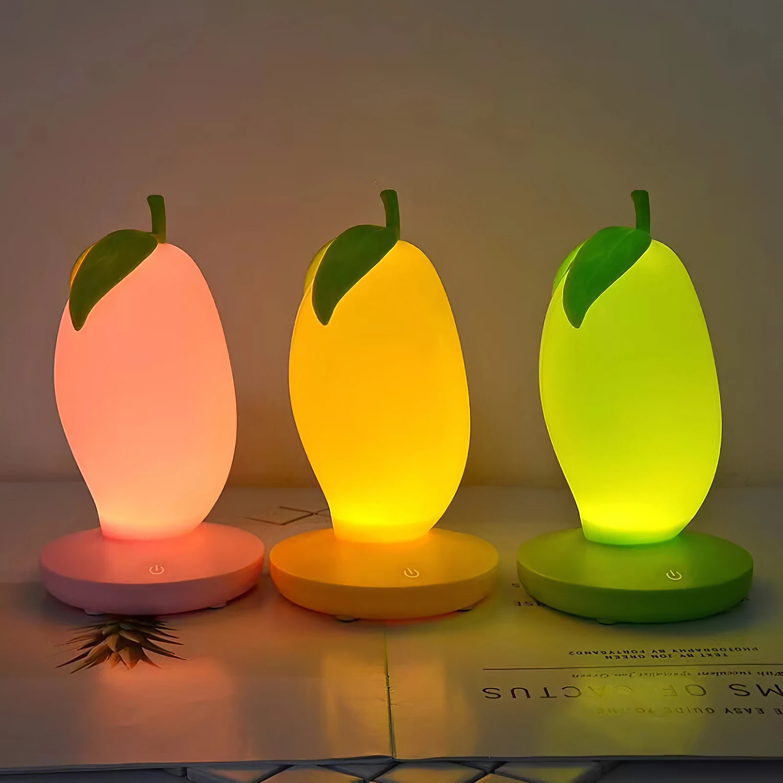 Creative Mango Shaped Led Night Light Touch Sensor Night Lamp For Baby