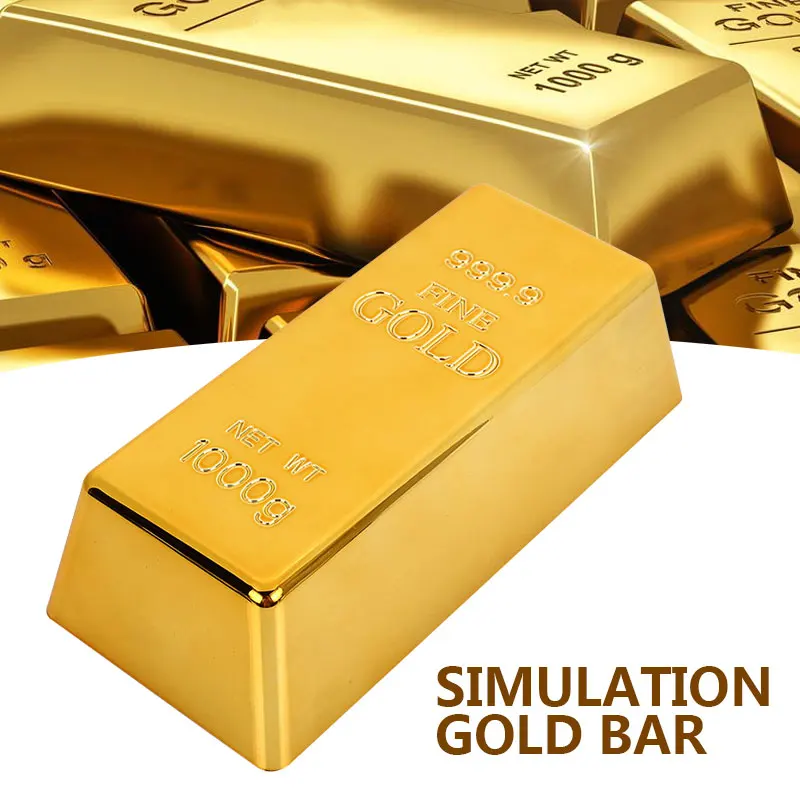 

Fake Gold Bar Souvenir Coin Simulation Paperweigh Plastic Golden Props Table Decor Office Bullion Door Stop Gift Shop