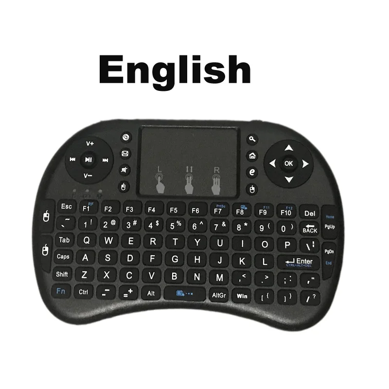 Backlit English Russian French Spanish Portuguese 2.4G Air Mouse Remote Touchpad for Android TV Box PC Mini Wireless Keyboard I8