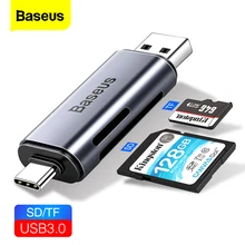 Lecteur de carte Baseus 2 en 1 USB 3.0 et USB Type C à SD Micro SD TF lecteur de carte OTG adaptateur mémoire intelligente Microsd Cardreader pour iPad