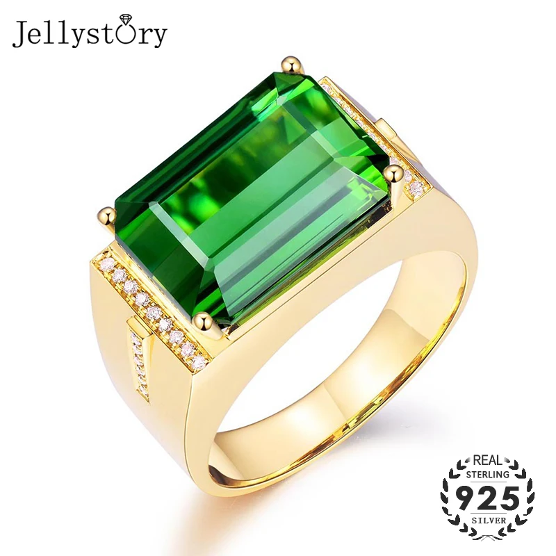 Роскошное кольцо Jellystory для мужчин искусственное серебро с прямоугольным