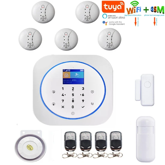 

Yobang Security Wifi Wireless GSM Home Security Alarm System kit IOS and Android Tuya APP Smart Sensor Alarm With Smoke Detector