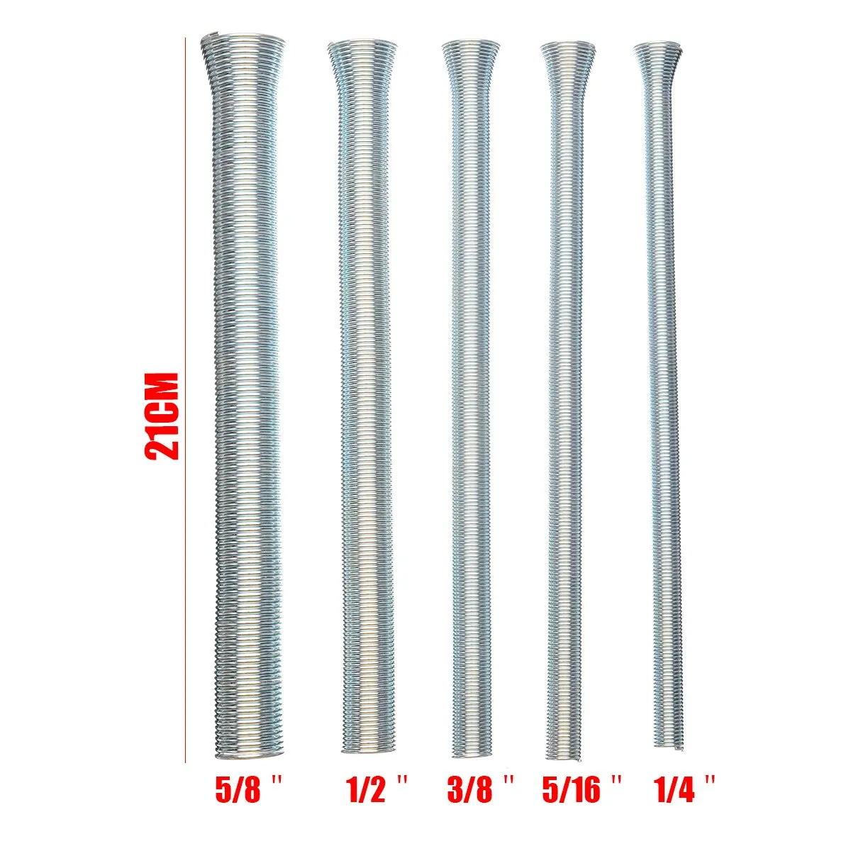 5Pcs Silver Spring Bending Tube Kit CT-102-L Spring Pipe Bender 21cm Length Spring Tube Bender Sets 1/4