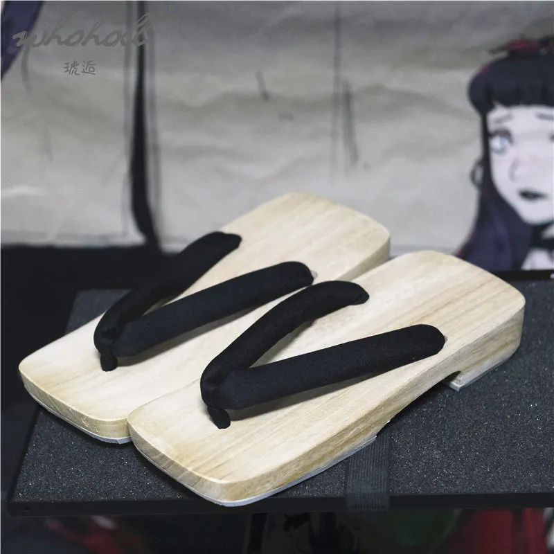 

Summer Man Slippers Japanese Geta Wooden Flip Flops Male Clogs Shoes Thick Bottom Anime Samurai Cosplay Shoes