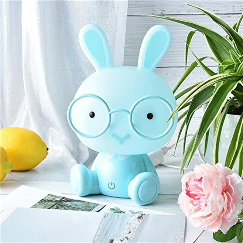 

Cartoon Glasses Rabbit LED Night Light Touch Bunny Night Lamp Baby Kids Room USB Table Lamp Christmas Gift Bedside Home Decor