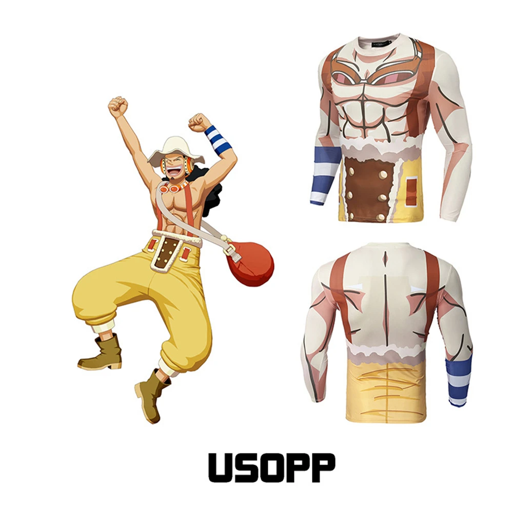 Новый аниме косплей костюм Одежда для фитнеса весна новая мужская Usopp футболка