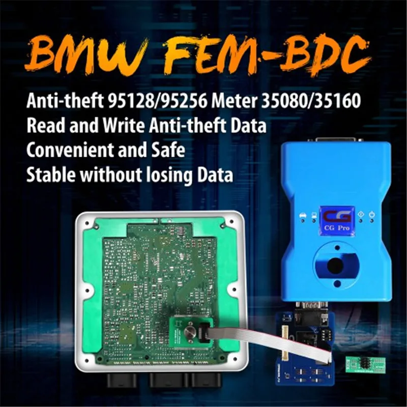 Yanhua B-M-W FEM-BDC 95128/95256 чип Противоугонный адаптер для чтения данных 8Pin адаптер работает с VVDI Prog CG Pro 9S12 Orange5