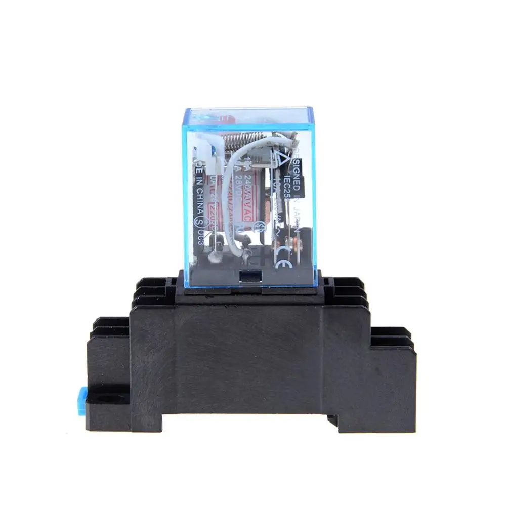 

LY2N-J JQX-13F Model DPDT 10A DC12V DC24V DC220V AC12V AC24V AC110V AC220V AC380V Coil 8 Pin 35mm DIN Rail Power Relay+Socket