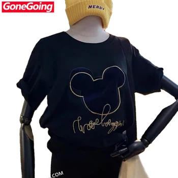 

GoneGoing 2020 Spring New Women Cartoon Printing Short Sleeve Tshirt Cute Loose Embroidery T shirts 031427