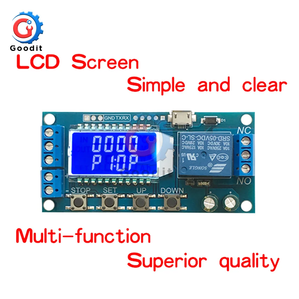 Micro USB цифровой ЖК-дисплей реле времени задержки модуль DC 6-30 в управление многофункциональный таймер переключатель цикл запуска модуль Плата 12 В