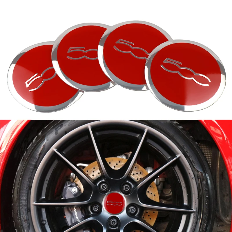 

Car Styling 4Pcs Wheel Center Hub Cap Stickers 56MM 500 Logo Car Dust-Proof Hub Cap Decals For FIAT 124 125 125 500 695 OT2000