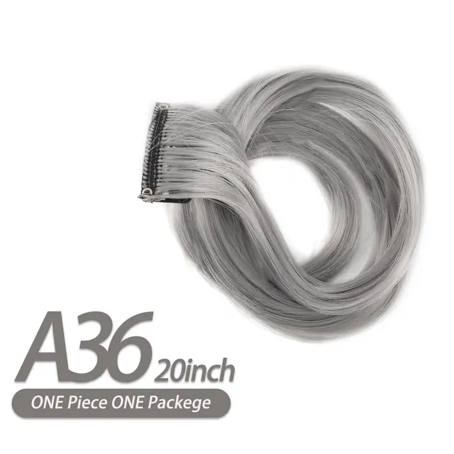 AIYEE Hair Extensions Pure RainBow Hairpiece Clip In Hair Piece Synthetic Long Straight Ombre Pink Red Rainbow Hair Piece A36