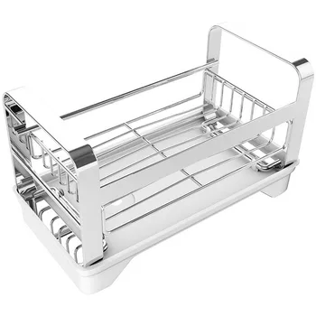 

Stainless Steel Sink Caddy Sink Organizer,Holds Sponge for Kitchen Sink with Dish Cloth Hanger Soap Holder Rack