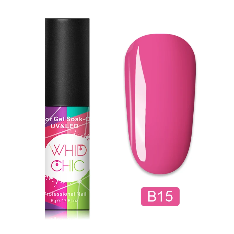 B15 WHID CHIC 1 бутылка 5 мл Блестящий цветной Гель-лак для ногтей Блестящие Блестки долговечный впитывающий УФ-гель для ногтей для самостоятельного дизайна ногтей - Цвет: B15