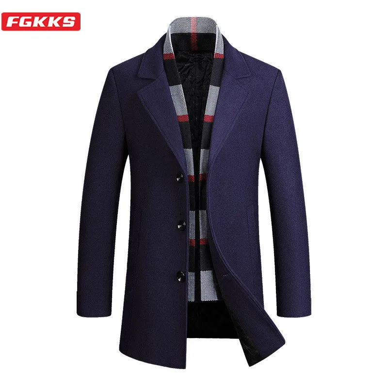 FGKKS Men Wool Coat Brand Long Autumn Winter New Plaid High Quality Jacket Luxurious Wool Blends Mens Coats 4xl FGKKS Men Wool Coat Brand Long Autumn Winter New Plaid High Quality Jacket Luxurious Wool Blends Mens Coats 4xl