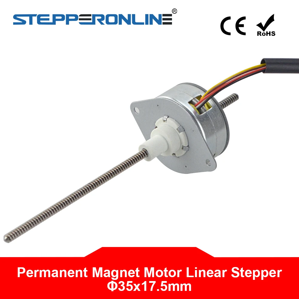 

Permanent Magnet Motor Φ35x17.5mm PM Non-Captive Linear Stepper Motor 0.46A Lead 1.22mm/0.047" Lead Screw Length 139.7mm