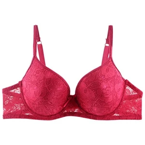 Wine Red Beauwear, размер 36-50, B, C, D размера плюс, женские кружевные бюстгальтеры, сексуальный цветочный бюстгальтер без косточек, регулируемый бюстгальтер на косточках, полный охват, черный - Цвет: Wine Red