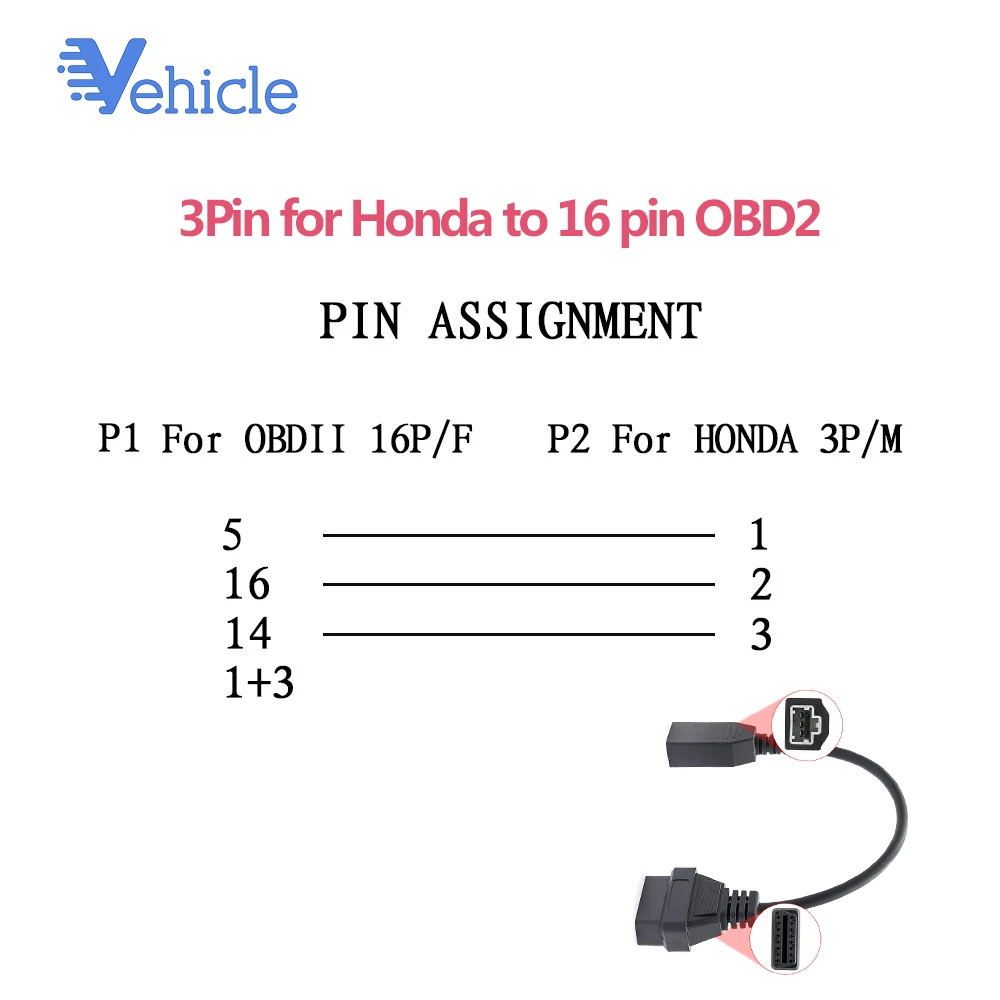 Кабель с 3 контактным на 16 контактный разъем для Honda OBD1 OBD2 Автомобильный OBD