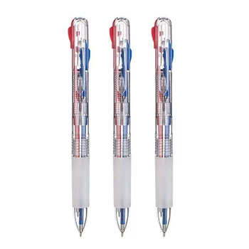 

24 Pcs/lot Double Color Two in One Retractable Ballpoint Pen Red and Blue Ink Plastic Gel Pens Push Type Pen Stationery