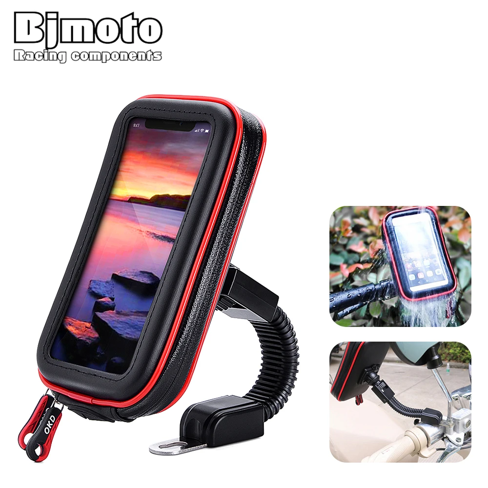 

Phone Holder Mobile Stand Support Moto Scooter Bicycle Rear View Mirror Stand Mount Waterproof GPS Holder Bag for SAMSUNG Mi 3
