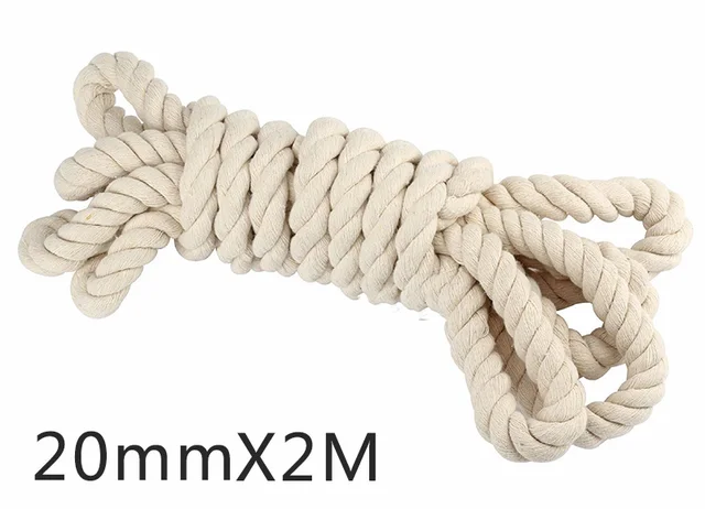 Meetee 5-20mm 3 Shares Twisted 100% Cotton Cords for Bag Decoration Rope DIY Home Textile Tied Ropes Sewing Accessories KY338 Beige-20mm-2Meters