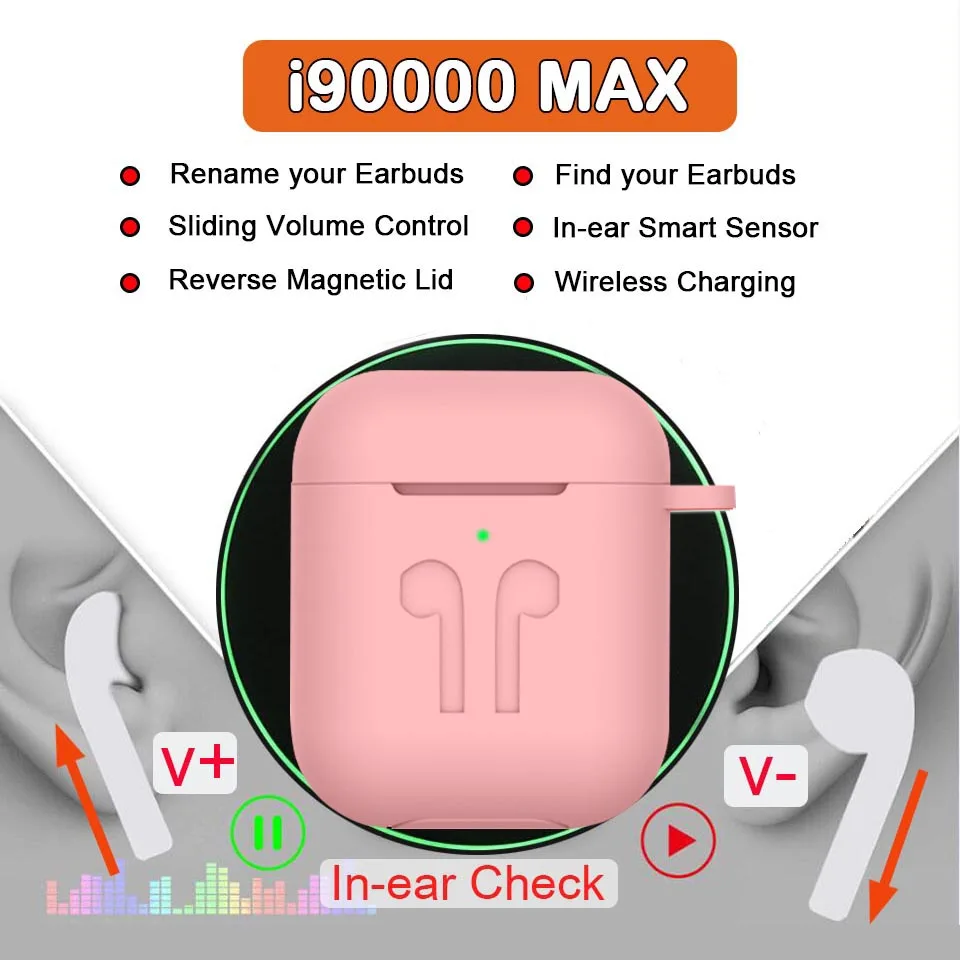 i90000 MAX TWS Support the latest ios13 system1:1 Smart Sensor Wireless 8D Super Bass Bluetooth 5.0 Earphone PK i19000 i10000 i90000 MAX TWS Support the latest ios13 system1:1 Smart Sensor Wireless 8D Super Bass Bluetooth 5.0 Earphone PK i19000 i10000