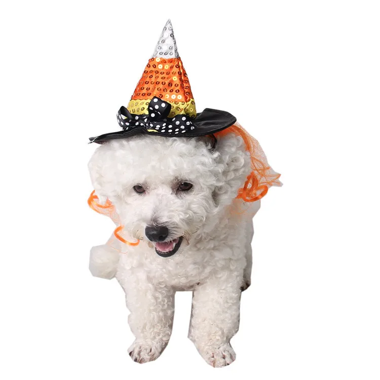 Ji zekee Pet Halloween Articles Plant Floral Headdress Pet Decorations Holiday Ball Decoration Hat Wizard Front Point Cap