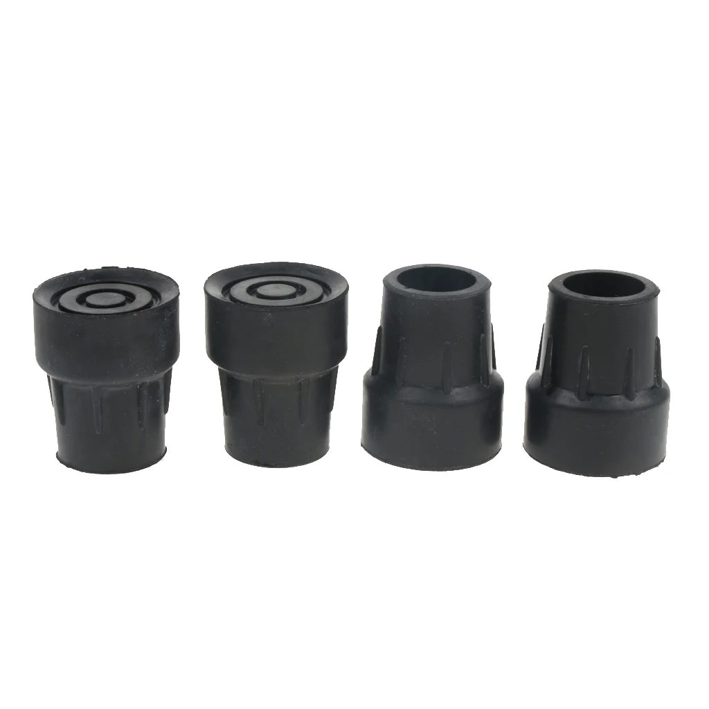 4Pcs Outdoor Sports Anti-Slip Rubber Hiking Trekking Pole Cane Replacement Caps Tips End for 25mm Walking Stick